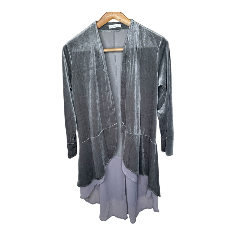 R Vivimos Velvet Duster Cardigan Size Large Chiffon Trim Renaissance Whimsygoth